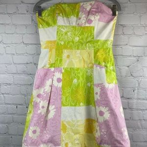 Lilly Pulitzer Blossom Patched Strapless Dress Size 4